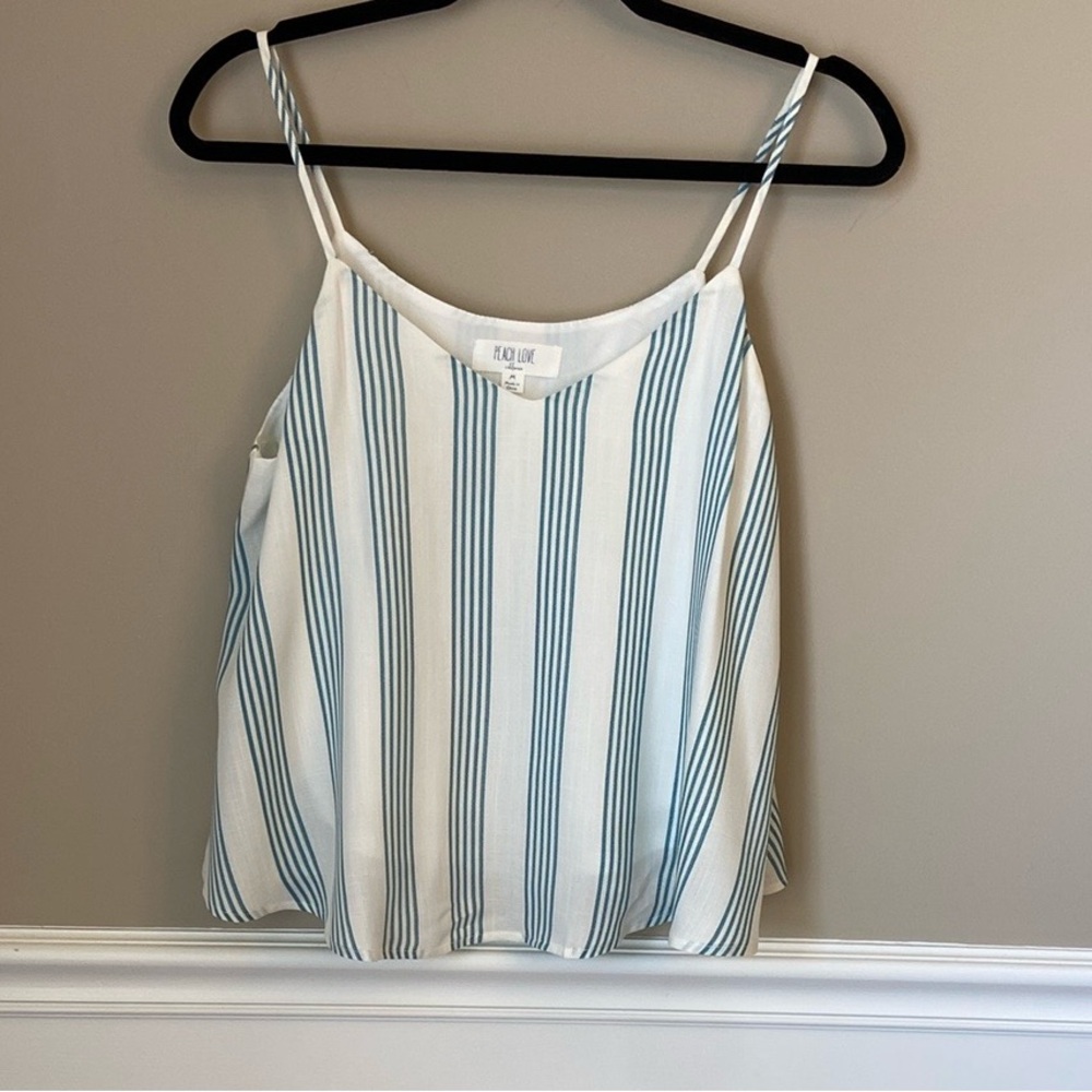 NWOT Teal and White Stripe Camisole -‎ Medium